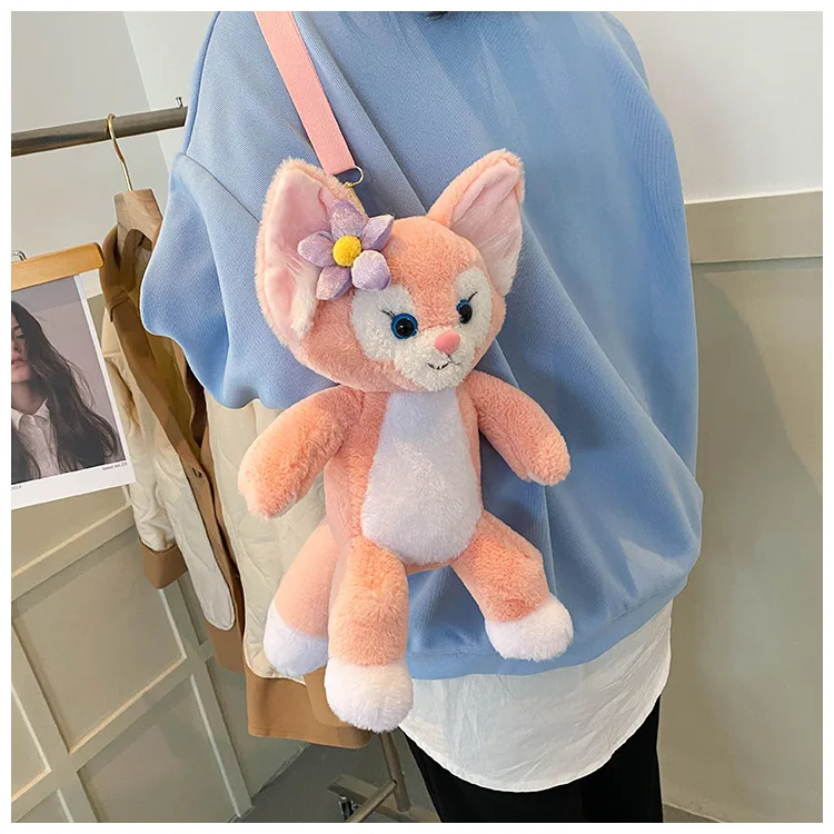 Duffy's New Friends Kawaii Disney Fox Linabell Stuffed Plush Bag Lovely Pink Fox Linabell Bag Gifts For Kids Girls