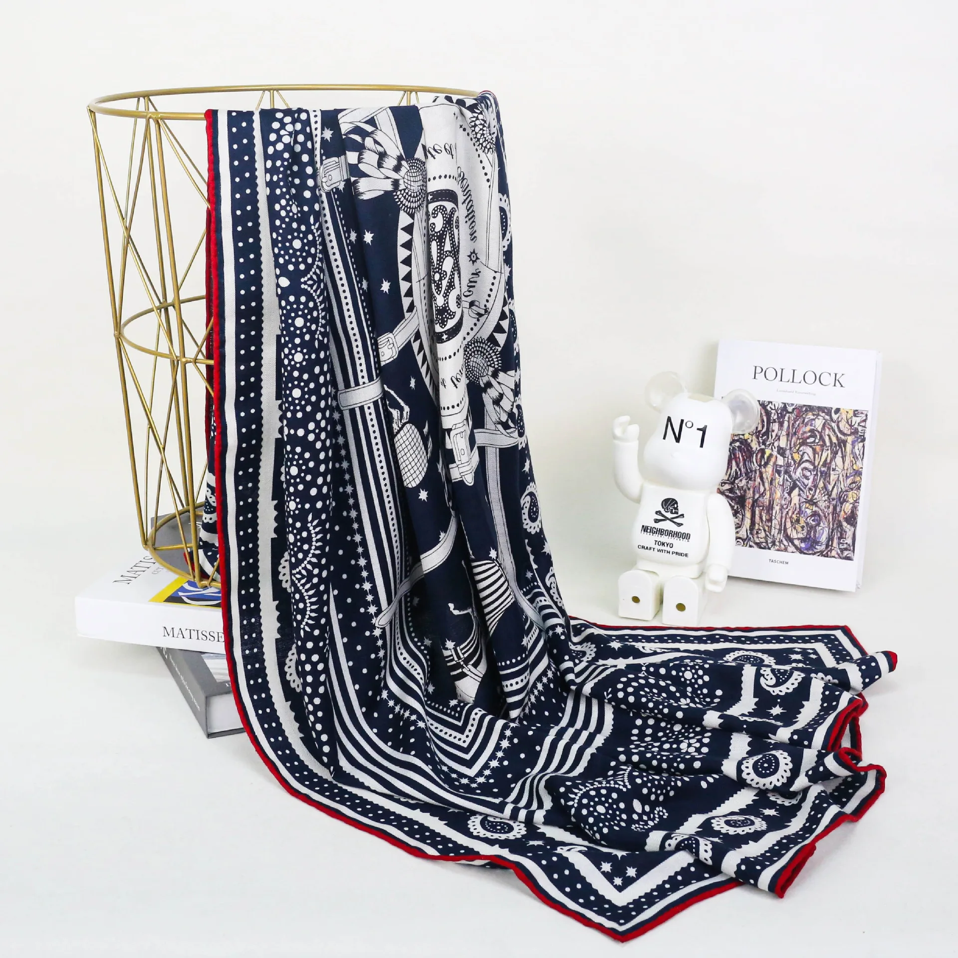 Horse Scarf 135CM Winter Large Shawls Hand Rolled Edges Head Bag Scarves Christmas Gift Luxury Clothing Accessories