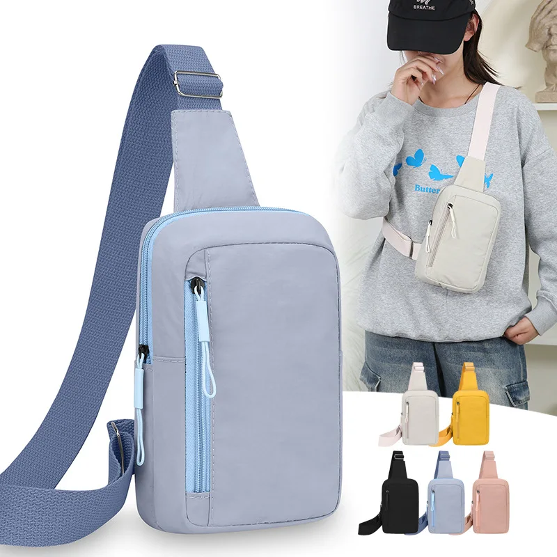 

New Solid Color Simple Sports Chest Bag Women's Crossbody Bag Lightweight and Versatile Shoulder Bag