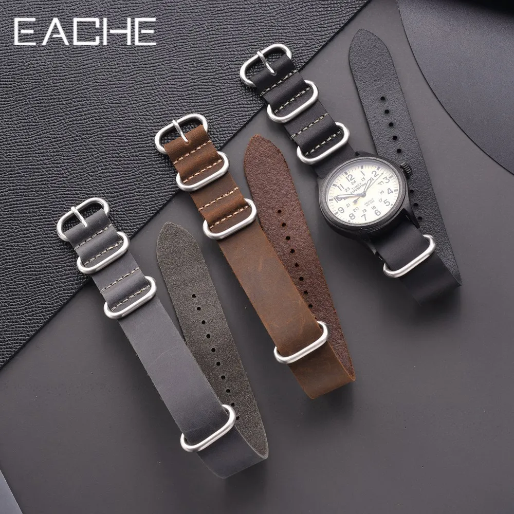 EACHE Genuine Leather Watch Straps 18mm 20mm 22mm High Quality Retro Matte Watchbands Replacement Bands Bracelets