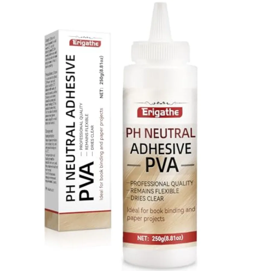 

8.81oz PVA Book Glue, Neutral PH PVA Adhesive, Acid-Free, All-Purpose, Dries Clear and Remains Flexible, Used for Bookbinding a