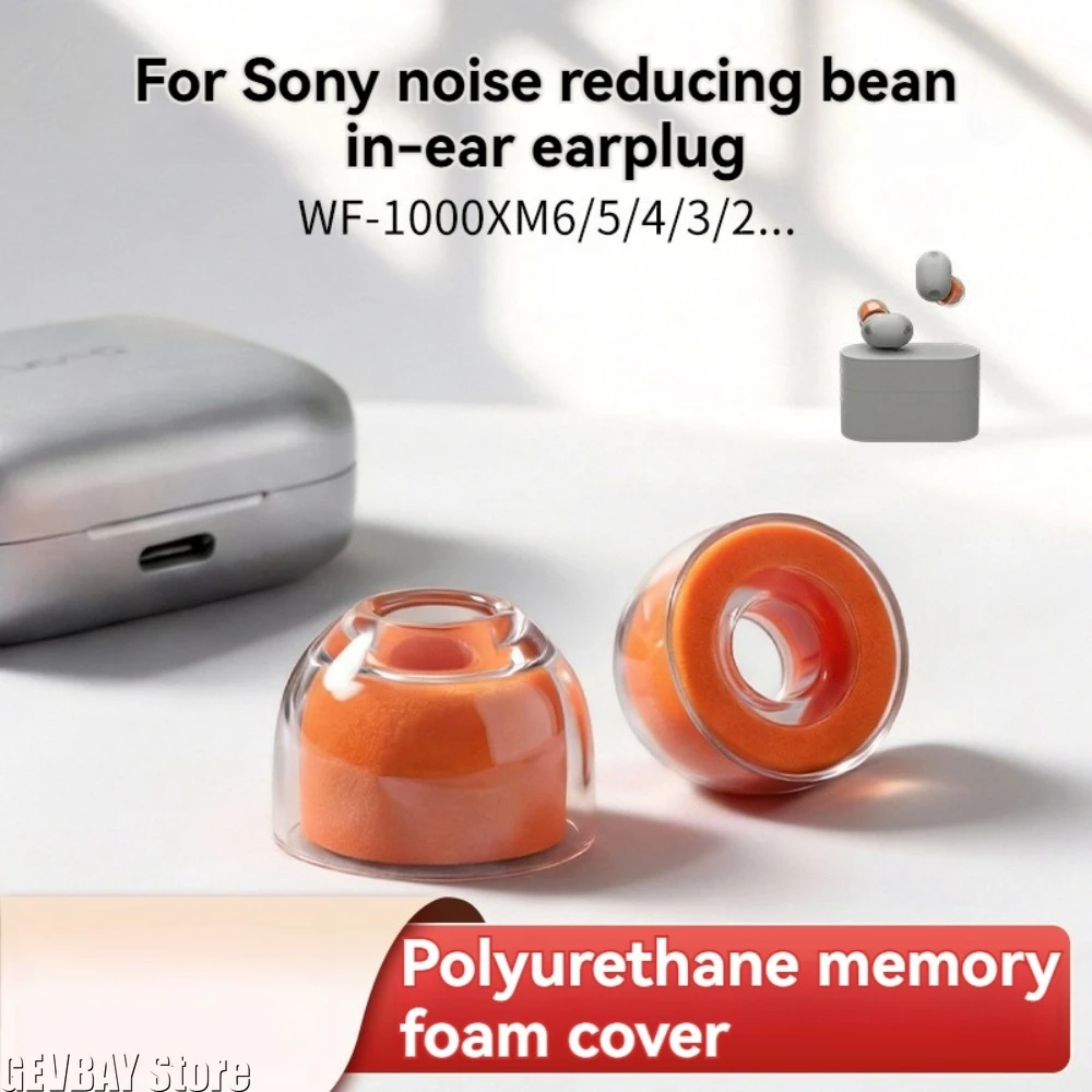 Liquid Silicone Sponge Ear Tips for Sony WF-1000XM6 Headphones Earbuds Noise-Canceling Orange Accessories for XM5/XM4 Ear Plugs view 3
