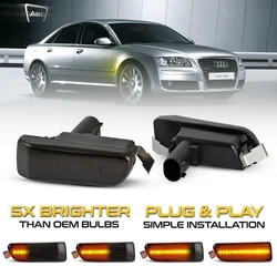2Pcs LED Dynamic Side Marker Lights Turn Signal Lamps For Audi A8 A8L S8 4E D3 mk2 Quattro 2003-2009 Amber Canbus 4E0949127/8