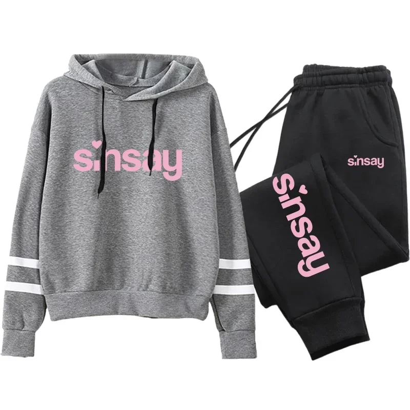 Women Tracksuit Jogging Daily Outdoor Autumn Winter Quality Hoodies Casual Single Piece Stripe Sweatshirt and Sweatpants Comfort