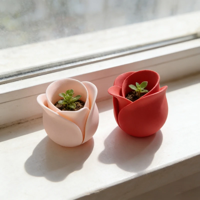 1pc -Rose Flower Pot,Drainage Planter, Suitable for Vintage Desk and Balcony Decoration,Daily Gardening All-season Succulent Pot