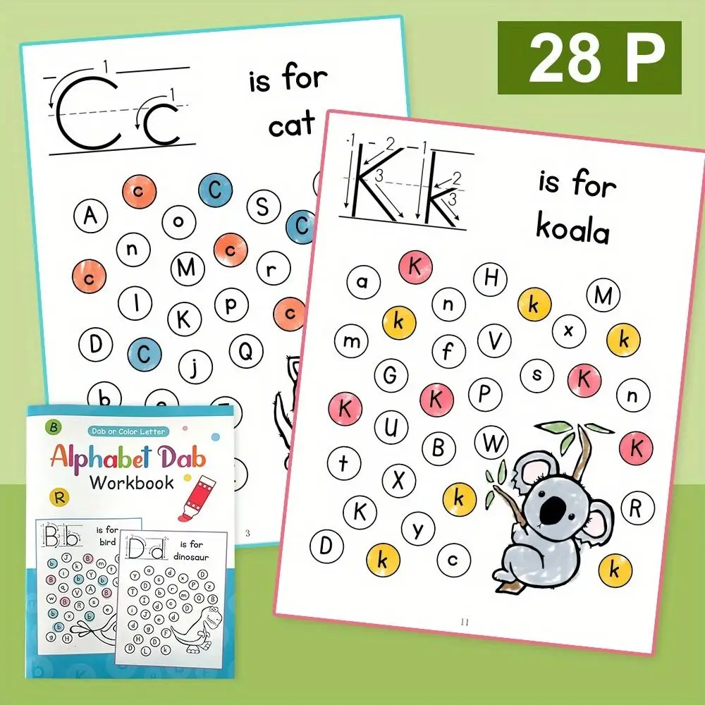 Educational Alphabet Dab Workbook Find and Coloring Letters Exercise Tracing Letters Workbook Learning Alphabet Directed Drawing