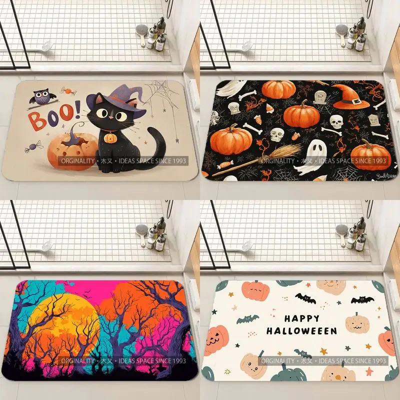 

Halloween Cat Pattern Mat Living Room Decoration Home Sofa Non-Slip Carpet Study Bedroom Tatami Children'S Soft Floor Mat