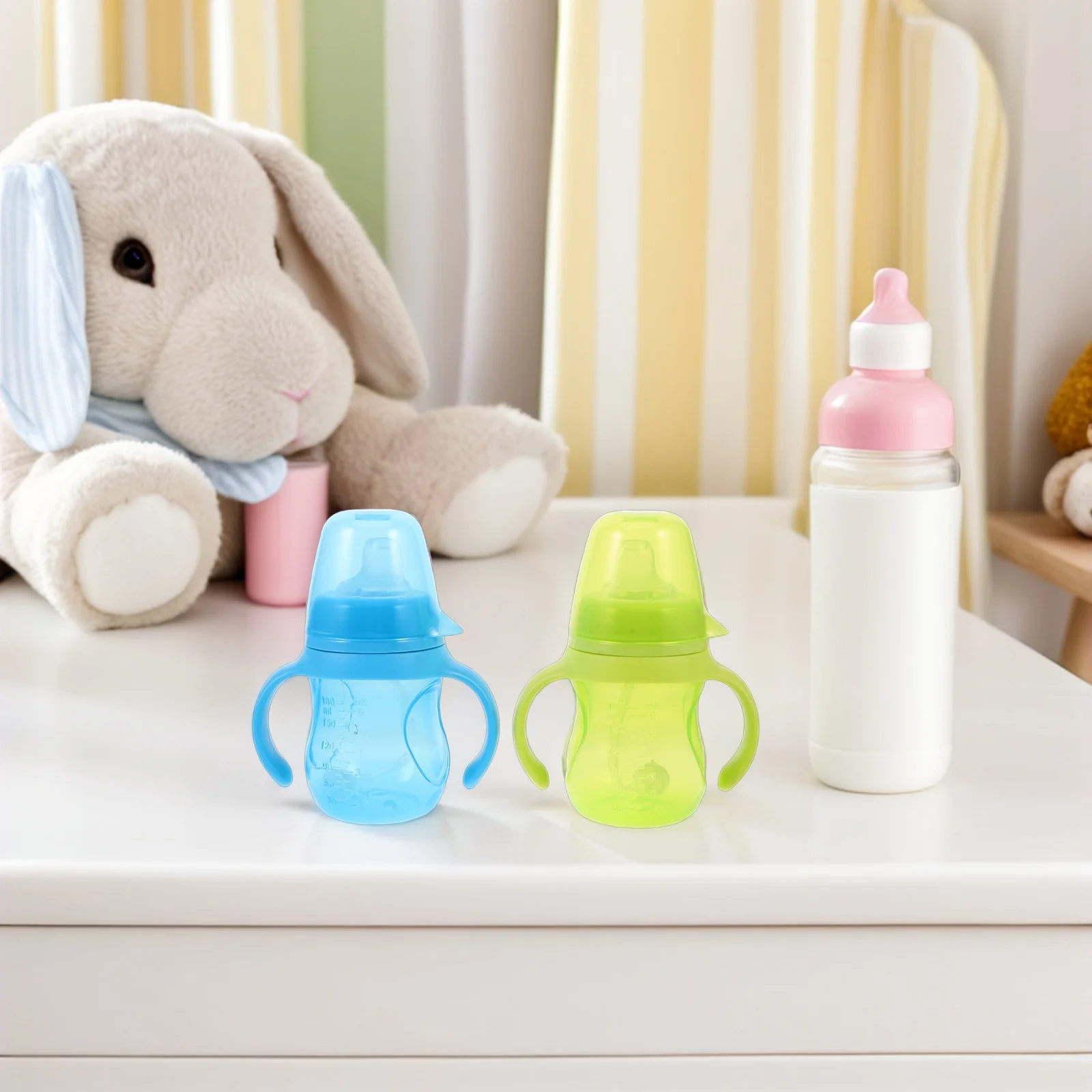 2 قطعة 180 مللي كوب تدريب الطفل مقاوم للانسكاب مع القش المرجح لينة سيليكون طفل كوب امتصاص للرضع الانتقال من #5