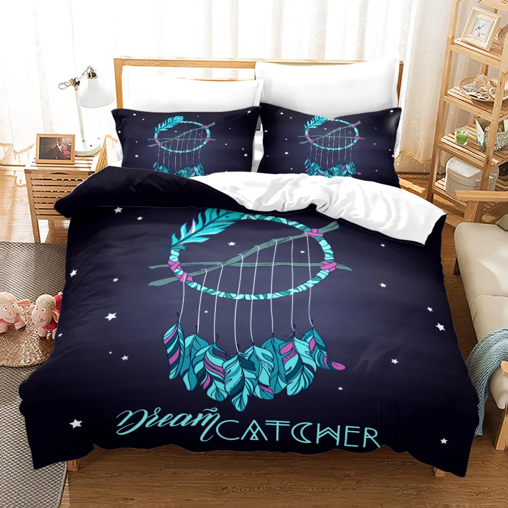 Dreamcatcher Duvet Cover Set Bohemian Mandala Bedding Set for Girls Adults Purple Polyester Comforter Cover King Queen Full Size