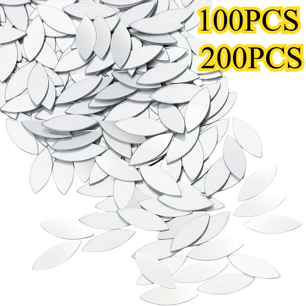 Autocollants muraux miroir 100/200 pièces, autocollants miroir auto-adhésifs pour mur, mini autocollants réfléchissants en forme de feuille à peler et coller