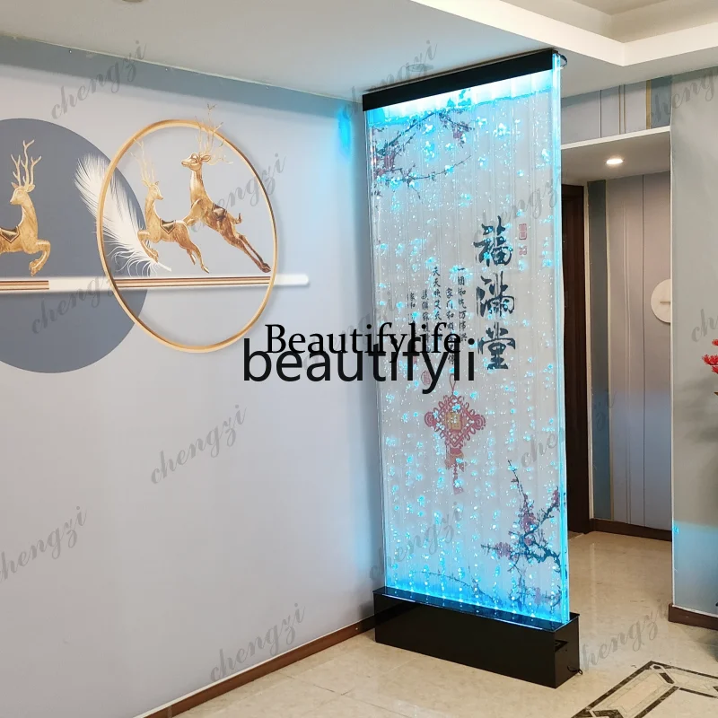 D5556 Intelligent water curtain wall running water screen partition living room office entrance decorative background acrylic bu
