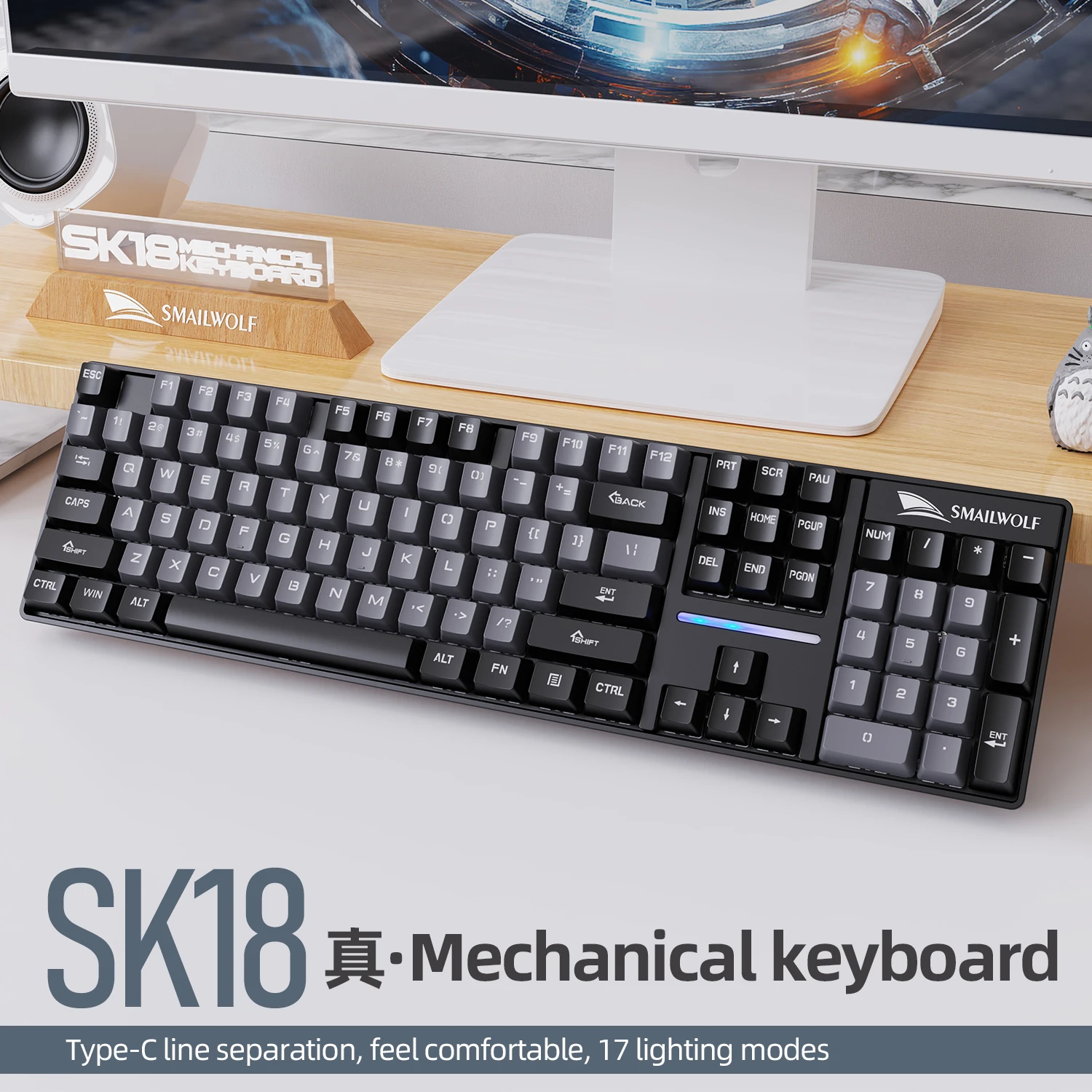 

SMAILWOLF SK18 проводная механическая клавиатура и мышь, USB-набор для ноутбука, игр, офиса, универсальный RGB-подсветка