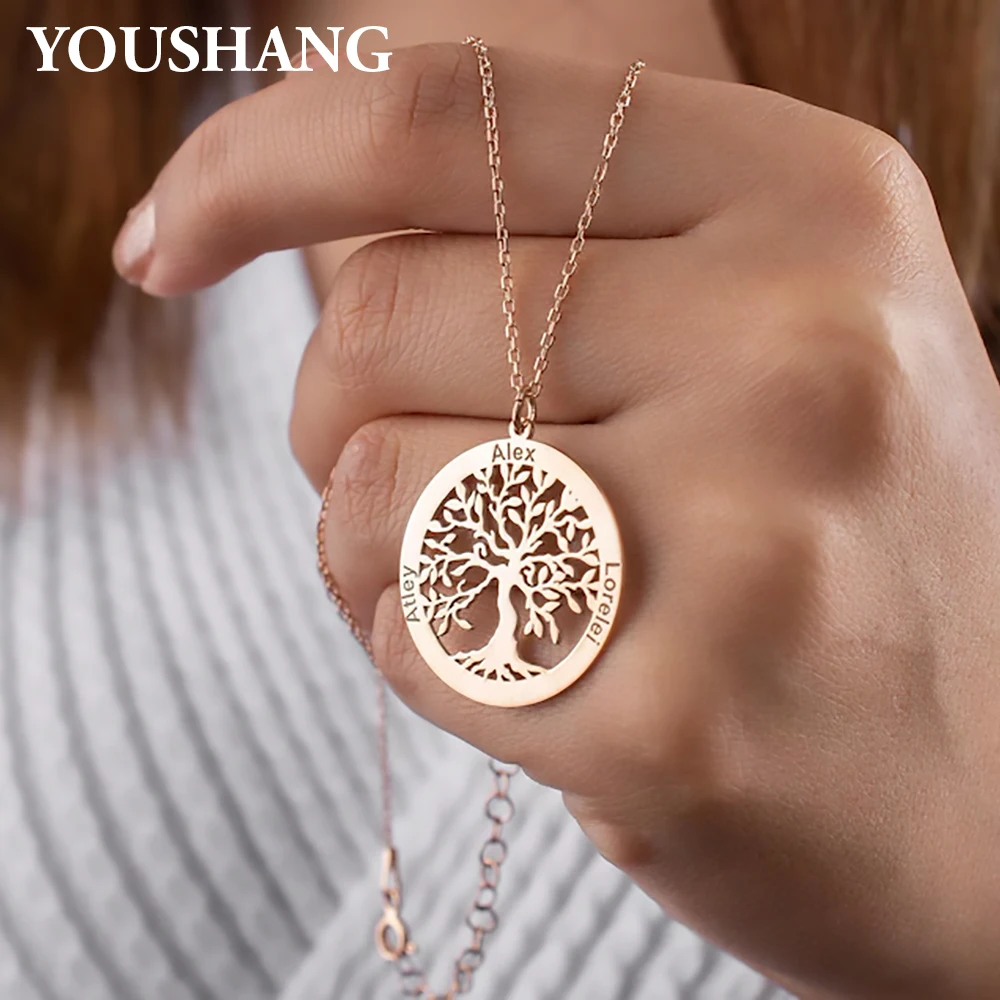

Customized Stainless Steel Life Tree Necklace Personalized Name Pendant Couple Anniversary Family Birthday Celebration Gift