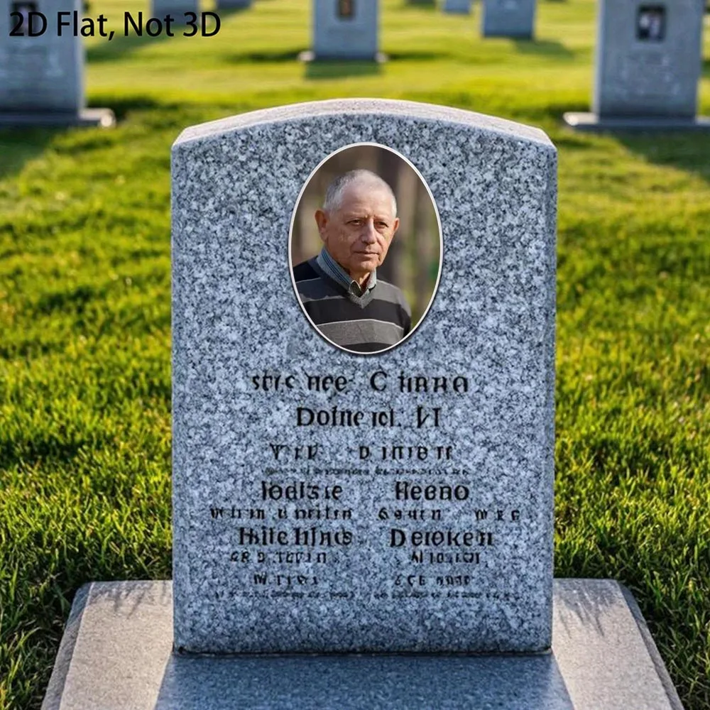 2D Flach, nicht 3D, 1 Stück, personalisierte Foto-Gedenkstein-Fliese, eleganter Gedenkstein, langlebiger Gedenkstein, Trost für Traurige Familien, Friedhofsdekoration