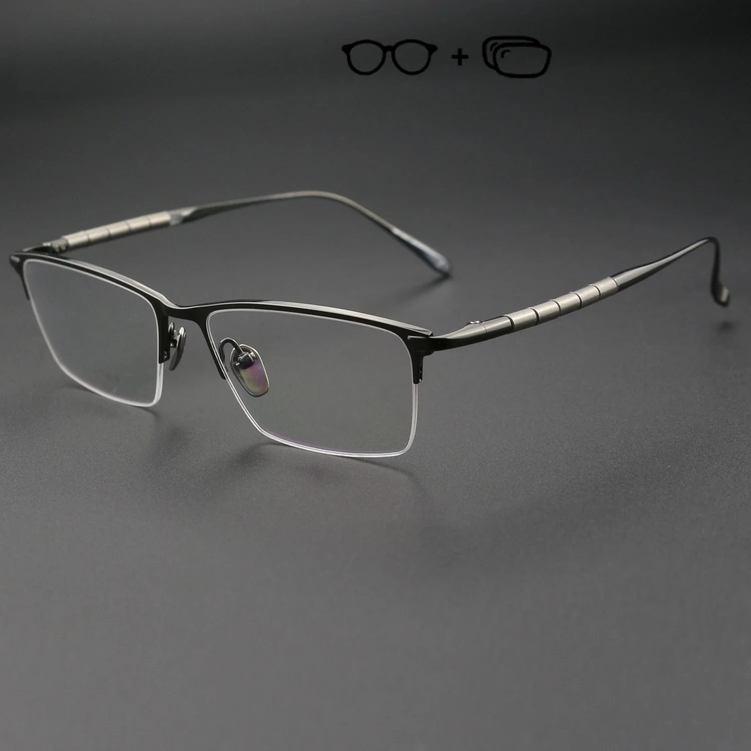 Braz الراقية النظارات الطبية الرجال قصر النظر مد البصر النظارات التقدمية التيتانيوم البصرية نصف الإطار مع وصفة عدسة