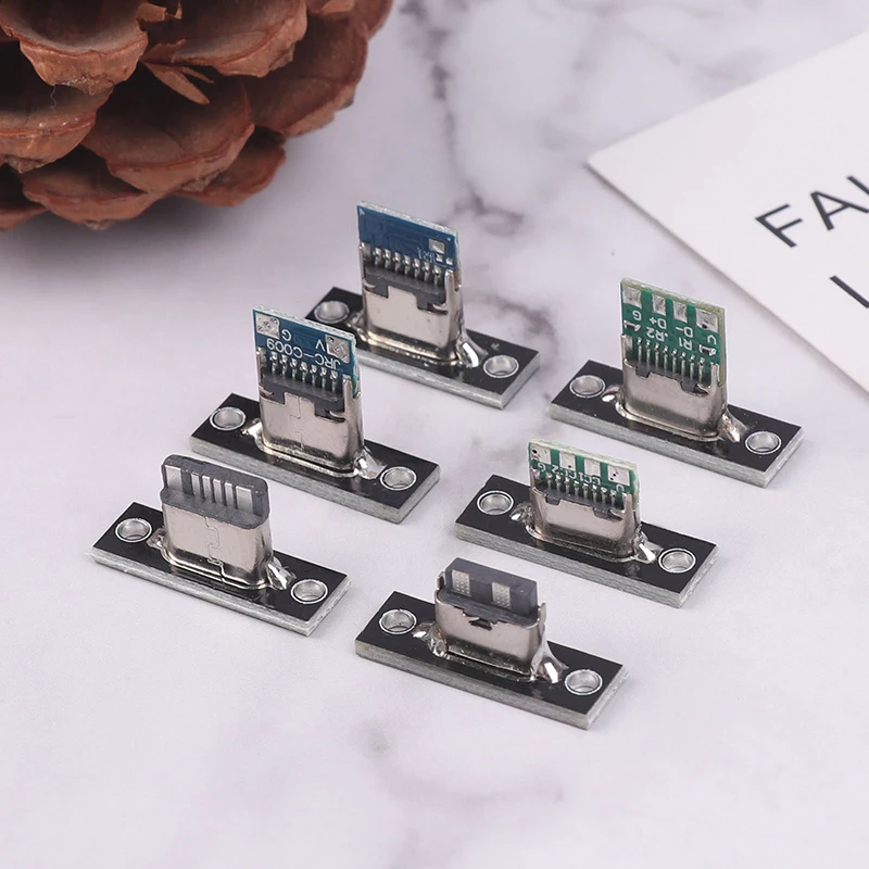 5Pcs USB 3.1 Type C Socket With Screw Fixing Plate Type-C USB Jack 3.1 Type-C 2Pin 4Pin Female Connector Jack Charging Port