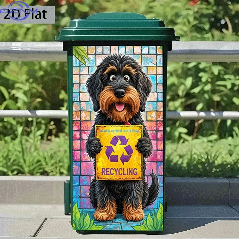 1pc of Trash Can Sticker, × Cm, Featuring a Dog Advocating for Recycling, Designed for Wall Decoration, Self-Adhesive Wallpape