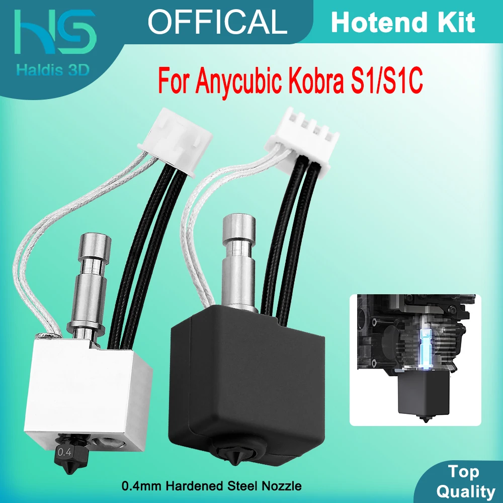 For Anycubic Kobra S1 S1C Hotend Kit S1 Combo Hot End Heating Block Kit Hardened Steel Nozzle 0.4mm 3D Printer Replacement Part