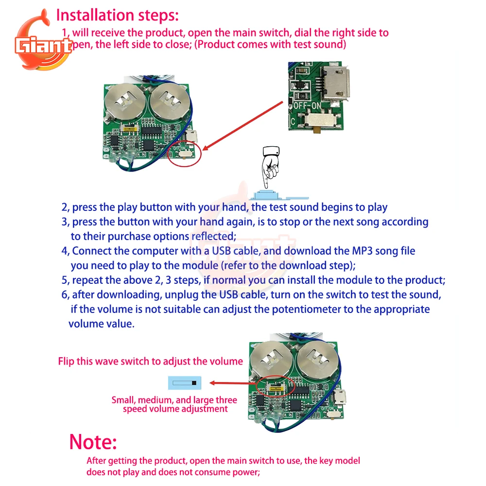 MP3 WAV Music Voice Player, Placa Programável, Cartão USB para download, Módulo de som, DIY Audio Amplifier Board, Alto-falante, 8m