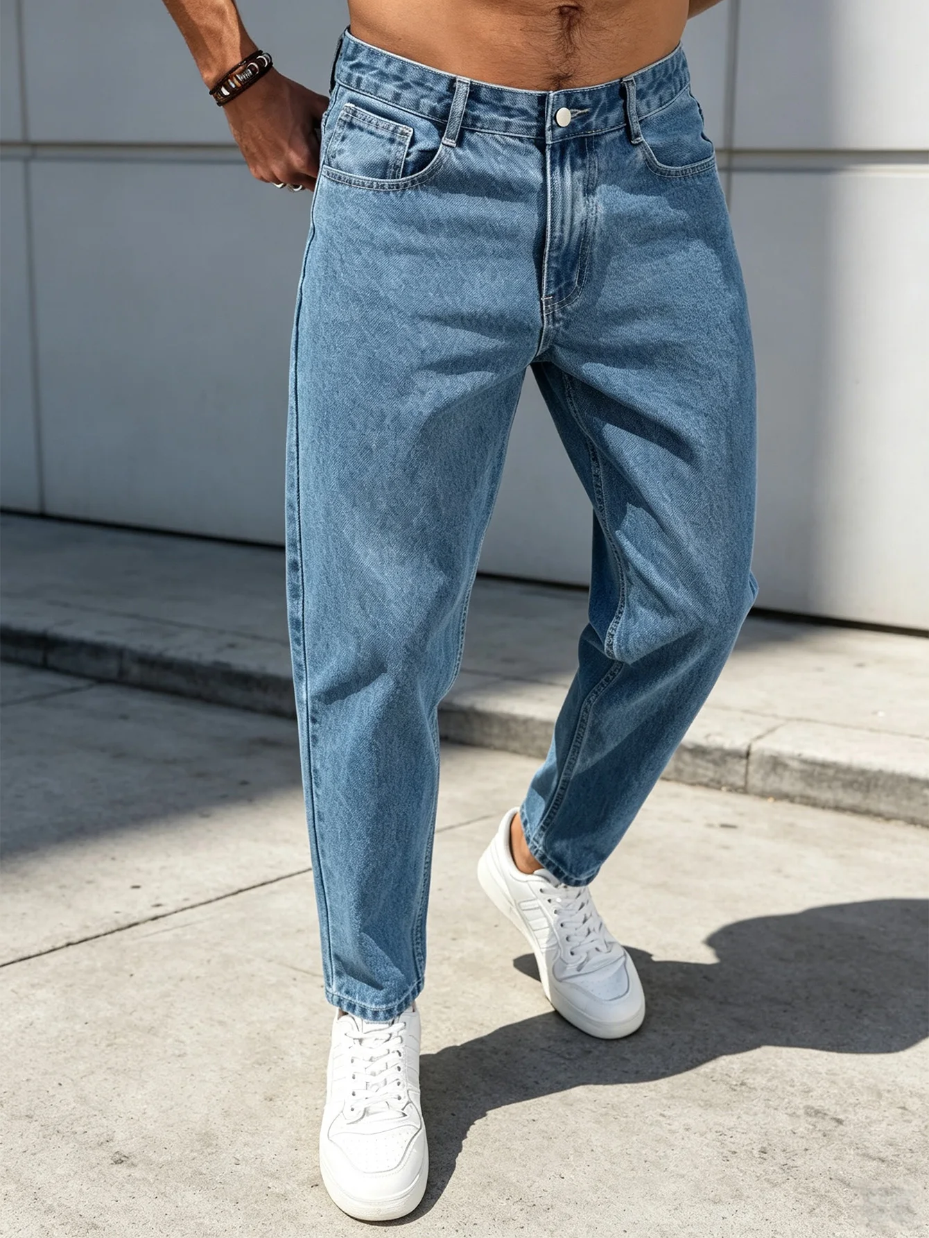 Men'S Shoes With Jeans - Jeans Clássicos Masculinos Azul Claro Lavado