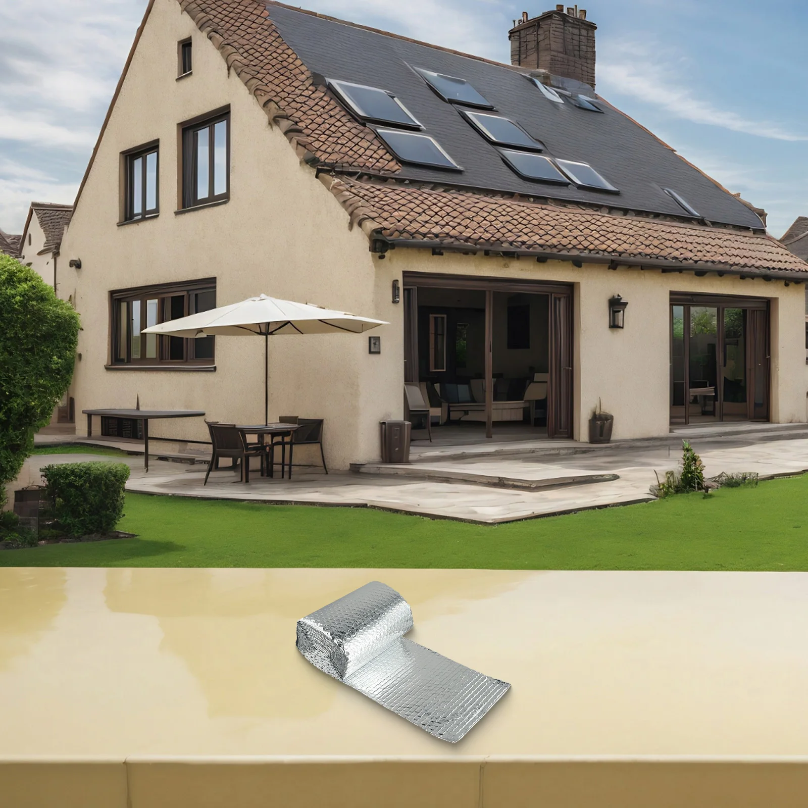 

Двухслойная алюминиевая фольга 20 см х 5 м, изоляция из пузырчатой фольги, теплоотделение, термостойкость, теплоизоляция