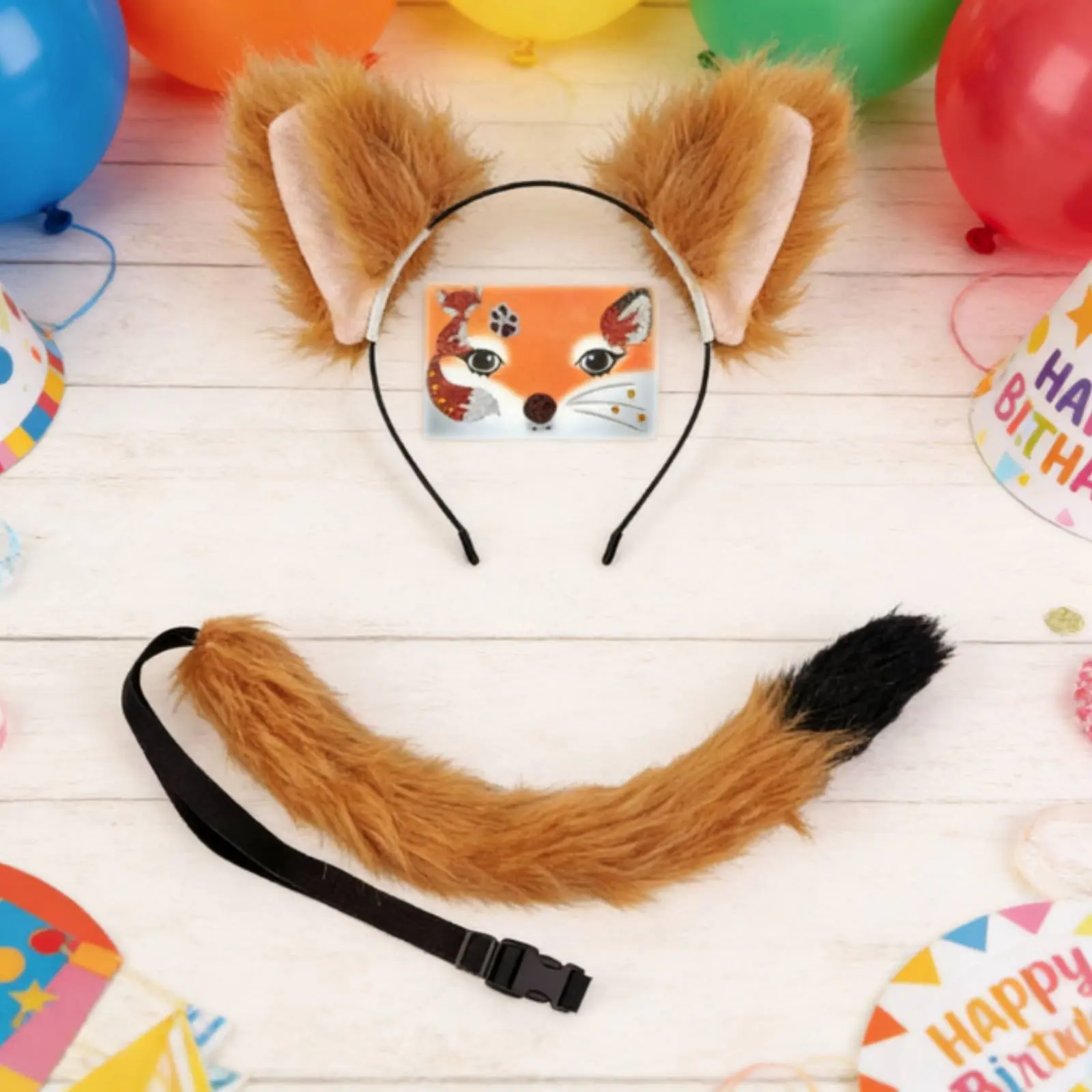 

Canine Ears Headband and Tail Set Cute Design Plush-Like Canine Costume Set Furry Creature Ears Headband Realistic Look