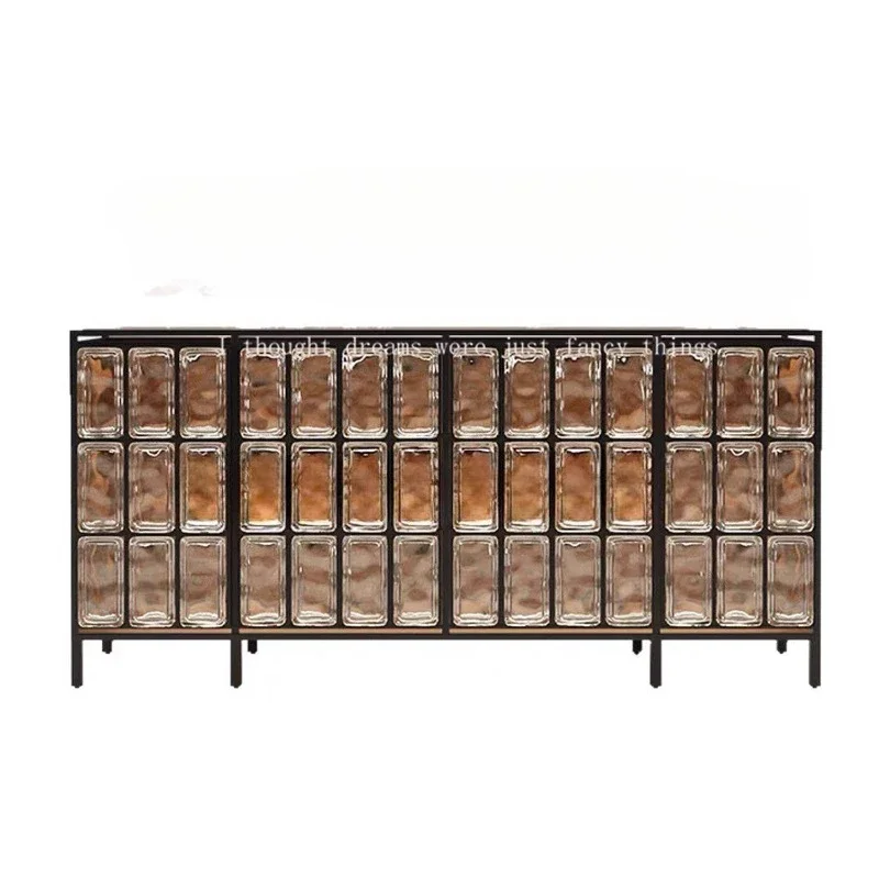 

D25Italian minimalist premium crystal glass brick dining side cabinet household antique locker