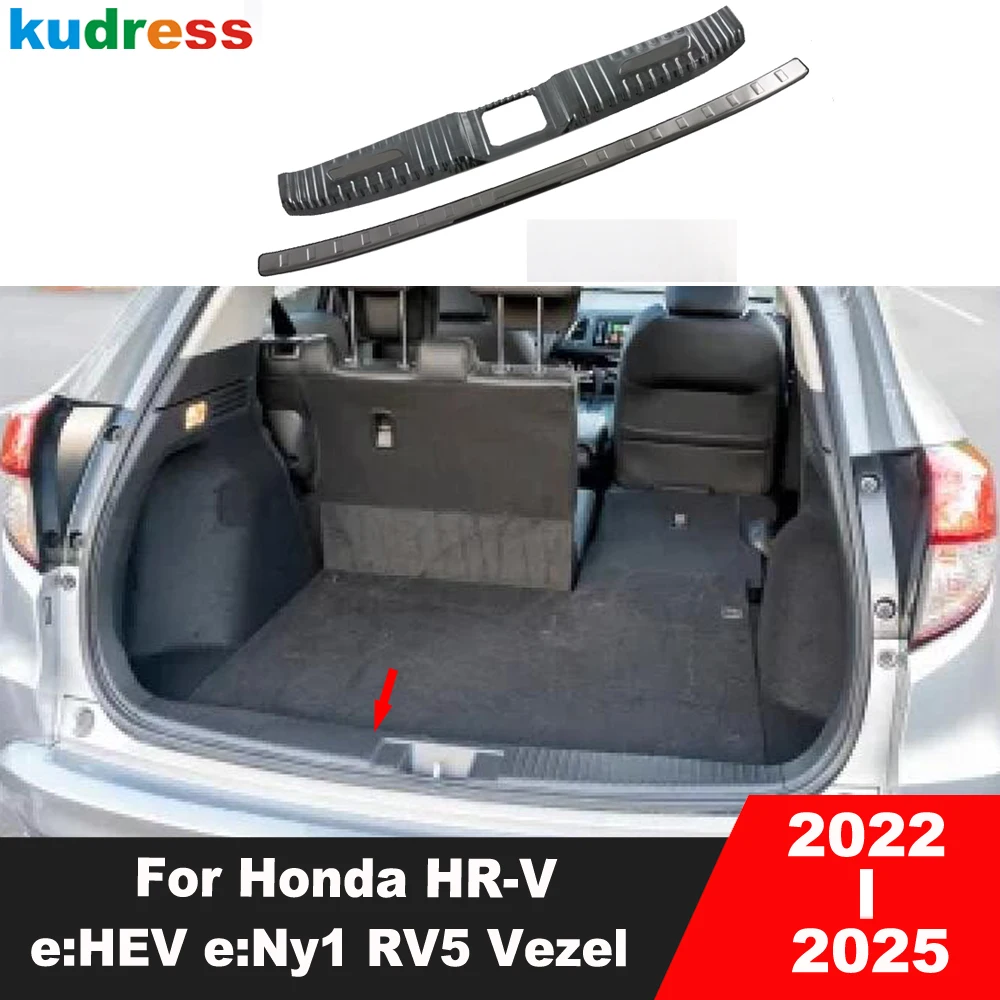 

Rear Trunk Bumper Cover Trim For Honda HR-V e:HEV e:Ny1 RV5 Vezel 2022-2024 2025 Steel Car Tailgate Door Sill Plate Gurad Pad