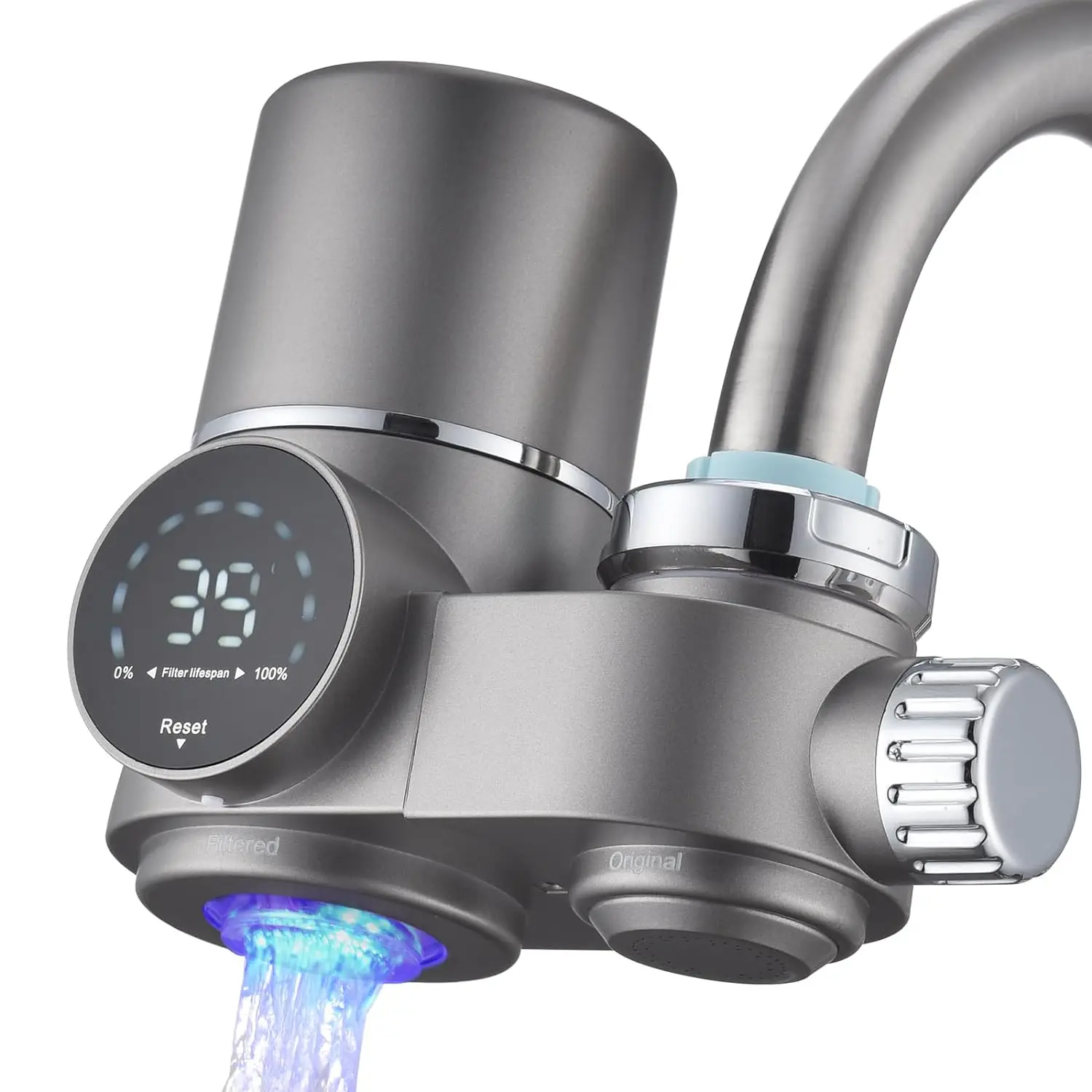 HOMELODY-LED Display Faucet Water Filter para Sink, Purificador com Carvão Ativado, Banheiro, Cozinha, Reduz o Cloro