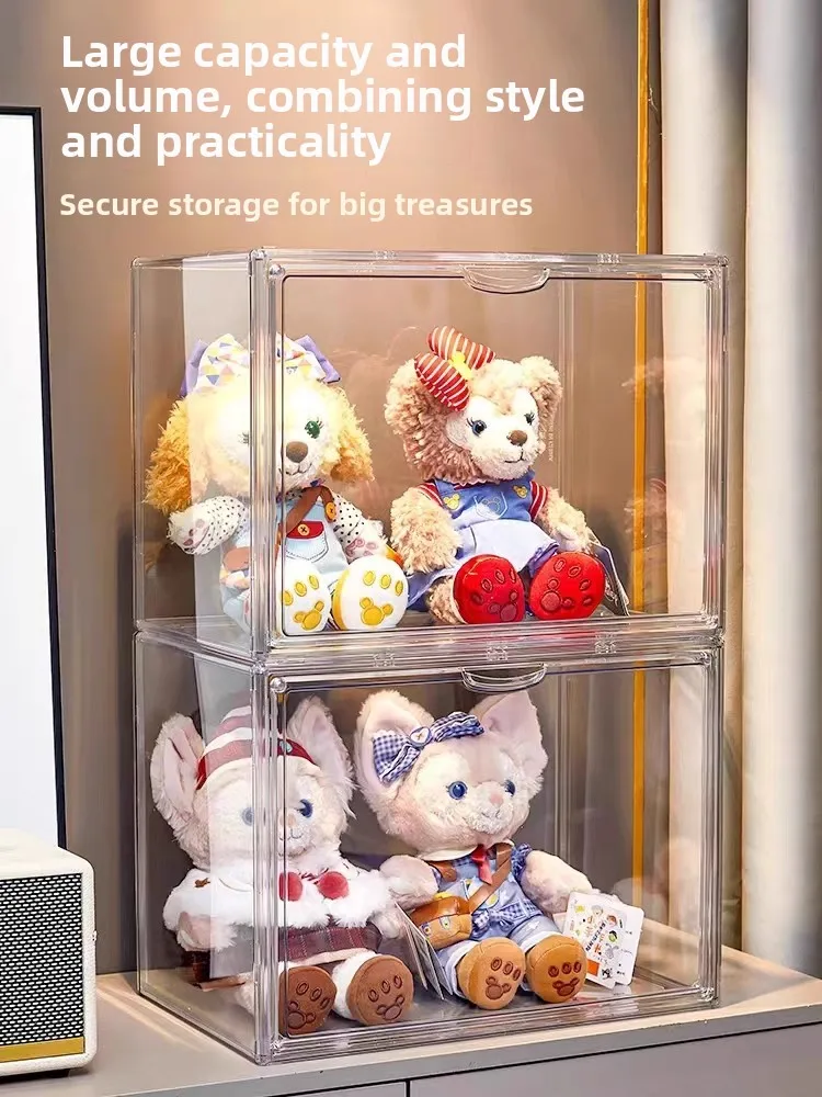 

Transparent Dustproof Cover Long Cube Storage Box for Dolls Figures Large Angel LABUBU Display Cabinet Organizer for Adults