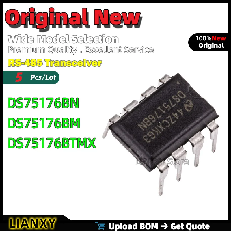 5pcs SOIC-8 DS75176BN DS75176BM DS75176BTMX RS-485 Transceiver New Original