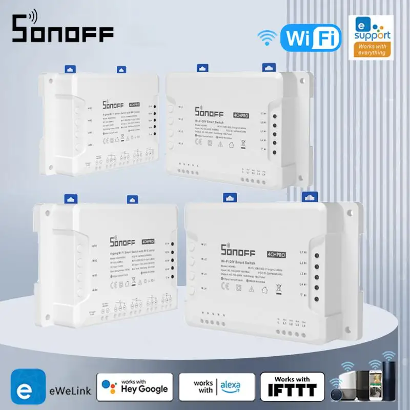 SONOFF 4CH PRO R3/4CH R3 Smart Switch WiFi Wireless Switch Module Voice Control Support Alexa Google EWeLink Smartthings Alice