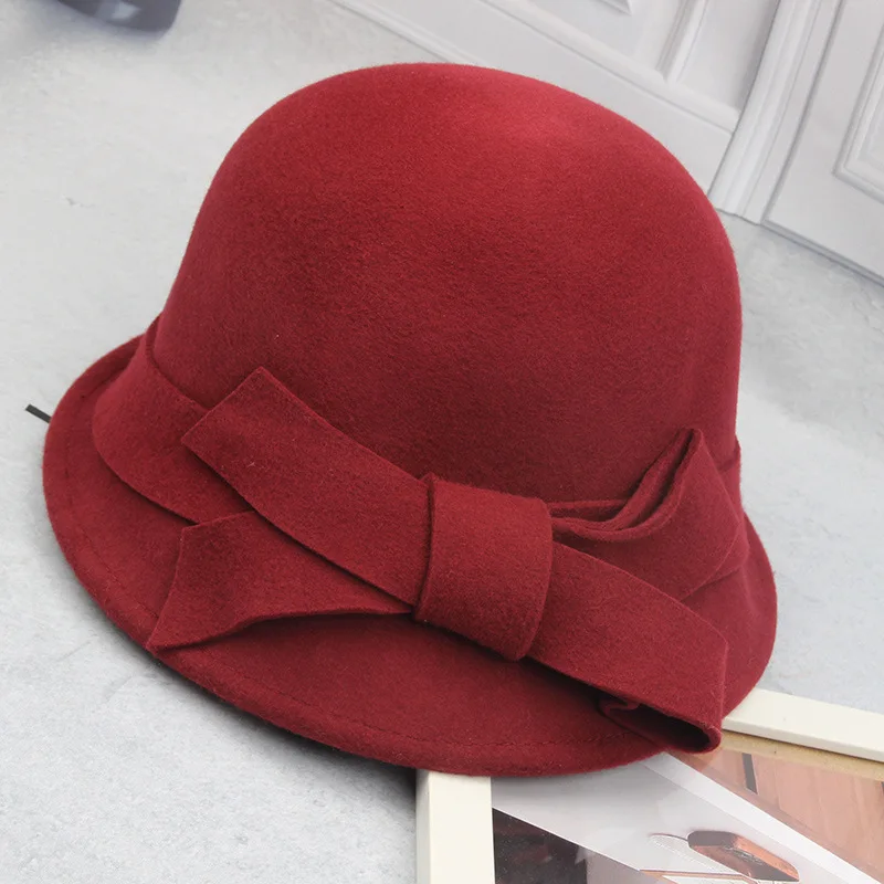 wool-felt-bucket-hats-round-top-roll-rim-winter-soft-warm-tourist-cap-red-high-end-gift-cocktail-fedora-caps-korean-style