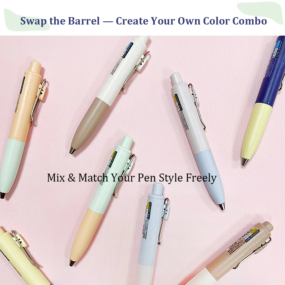 قلم جل Uni-ball ONE P (UMN-SP) سريع الجفاف 0.38/0.5 مم - حبر أسود عميق برميل قصير، محمول صغير للطلاب يوميات Note T #6