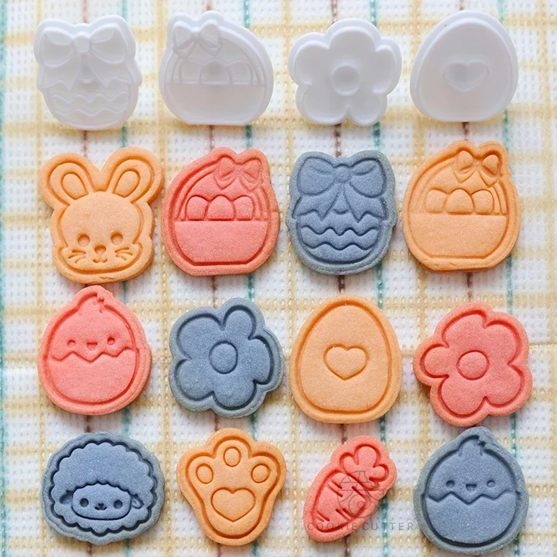 Easter Mini Cute Cookie Tool Biscuit Mold Rabbit Carrot Easter Egg Lamb Flower Paw DIY Household Biscuit Mold Baking Accessories