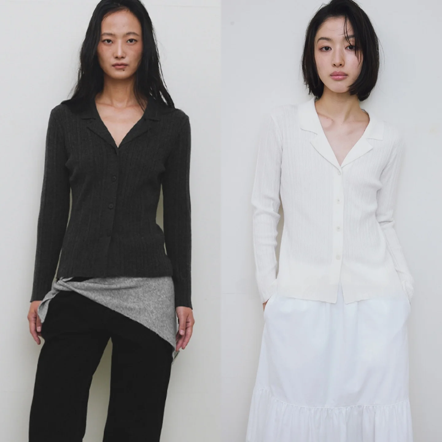 

Вязаный кардиган с воротником, эластичный, универсальный, стройнящий, в корейском стиле, для повседневной носки, модный, женский, с длинными рукавами, на пуговицах