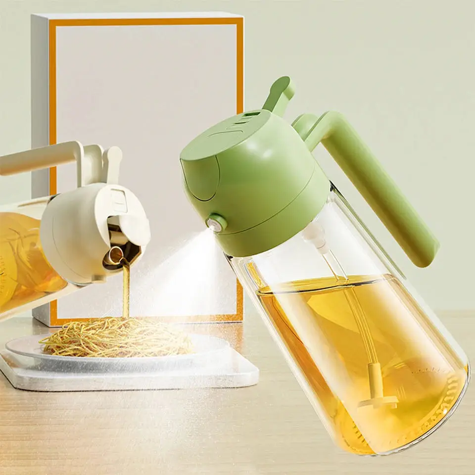 2 in 1 household oil spray pot automatically opens and closes, pours out edible oil spray atomization oil spray bottle