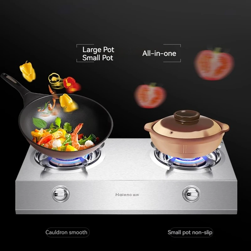 탁상용 가스 더블 스토브, 구식 스테인레스 스틸 더블 스토브, 액화 천연 가스, 격렬한 불 난로, 9 챔버