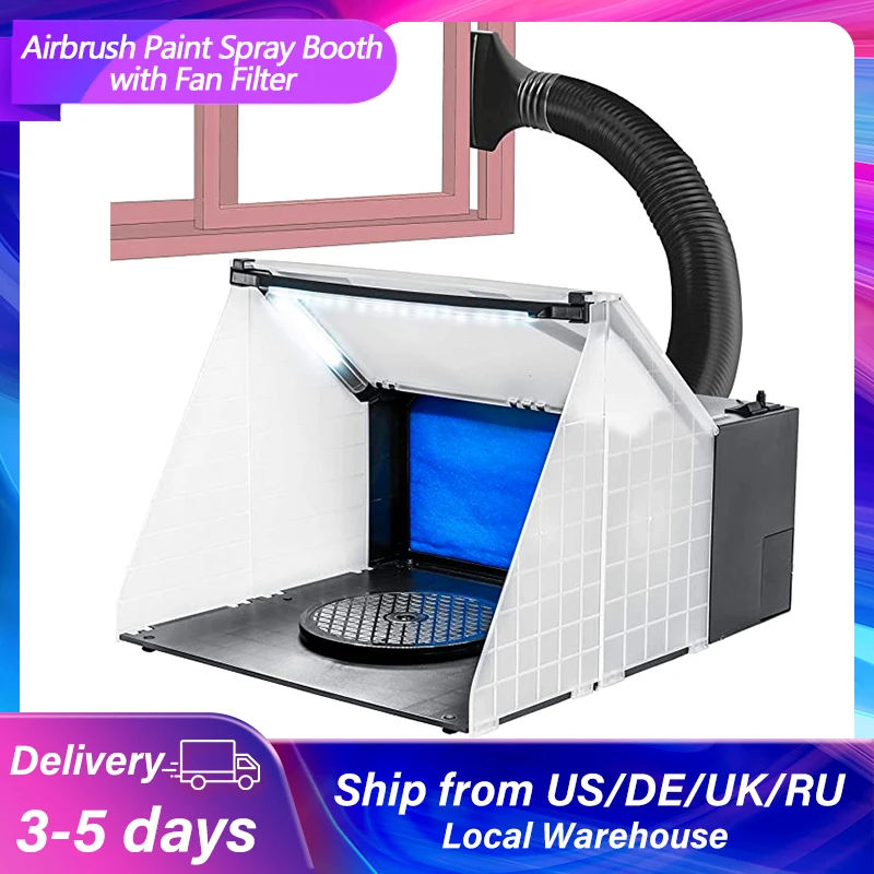 Portátil Hobby Airbrush Spray Booth Cabine de Pintura Dobrável Ventilador com Kit de Filtro Faça Você Mesmo Aerografia Modelagem Arts Craft 220v