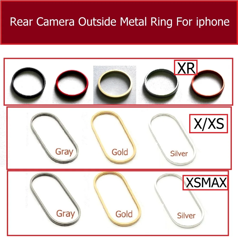 Cámara trasera exterior cubierta de marco de anillo de Metal para iphone X Xs Xr Xs Max plus cámara principal anillo de la cámara principal piezas de repuesto de parachoques