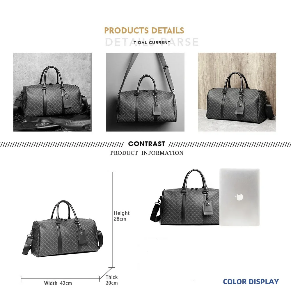 2026 New Plaid Travel Bag for Men Large Capacity Short-Distance Business Trip Tote | Trendy Handheld Shoulder Bag