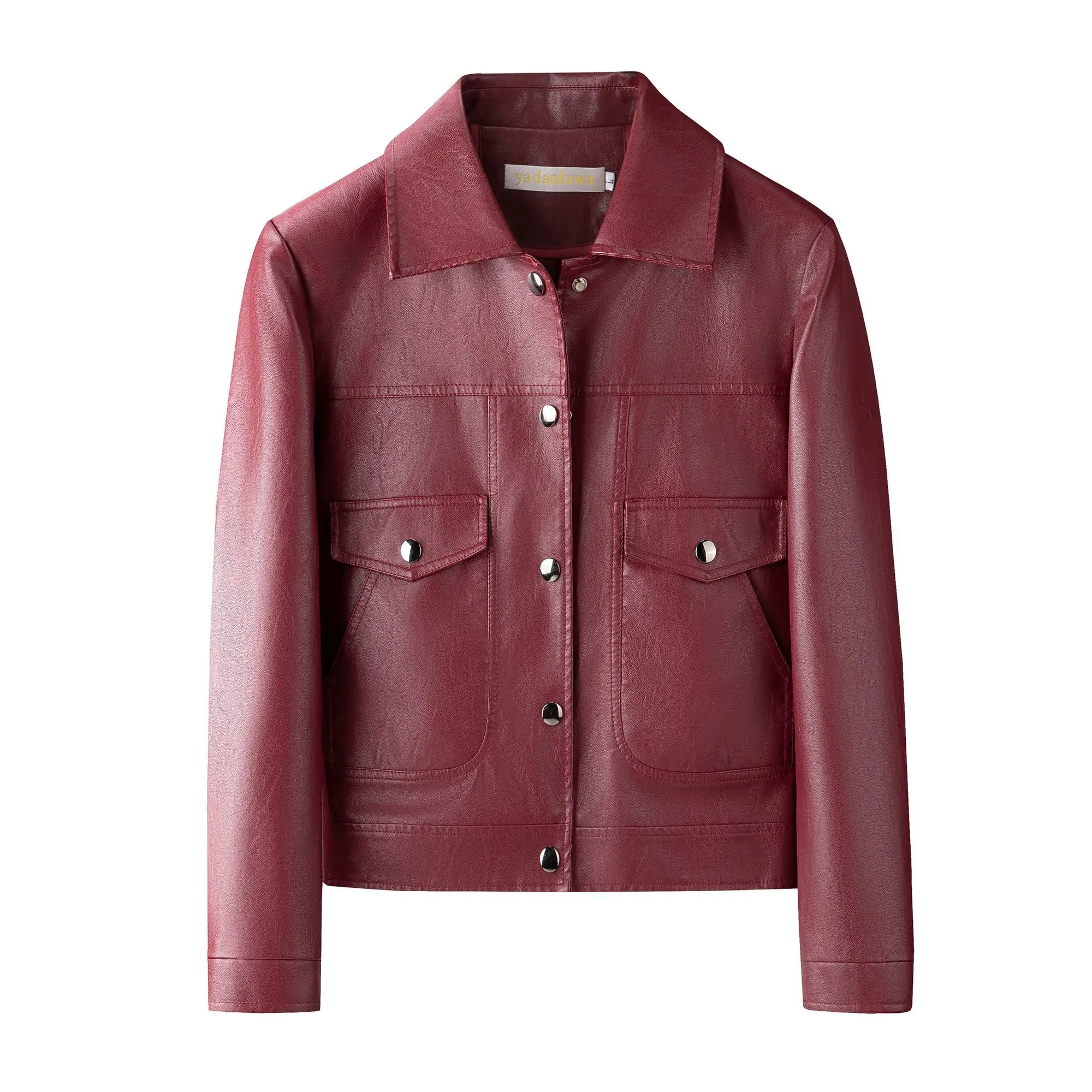 2025 primavera e outono nova jaqueta de couro feminina solta commuter emagrecimento curto jaqueta pu