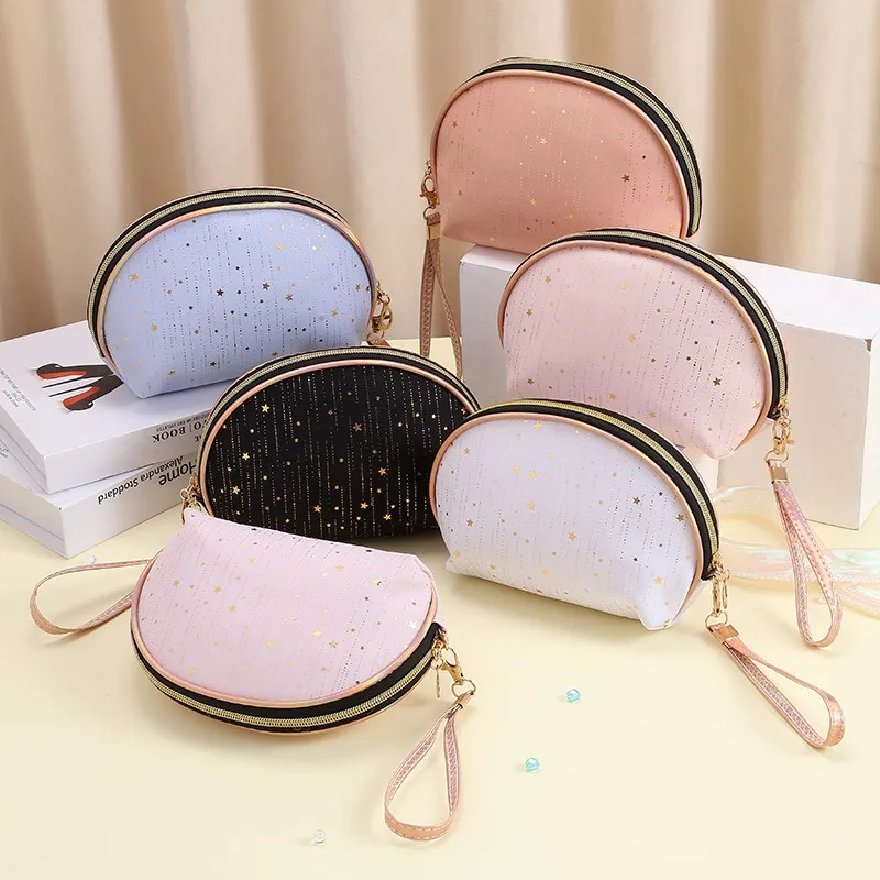 2023 Cute Shell Travel Cosmetic Lipstick Brush Storage Bag Toiletry Kit Women Girls Makeup Handbags Wallet Organizer Pouch Bags