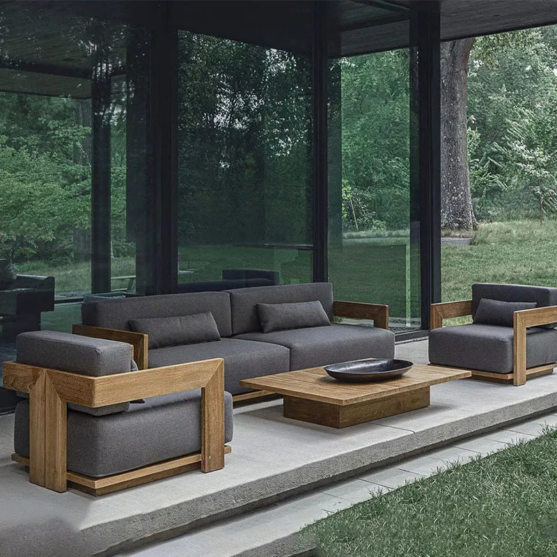 Outdoor Sofa Set Garden Furniture Lounge Furniture Sofa Outdoor Sofa Set Waterproof Aluminum Alloy Solid Wood