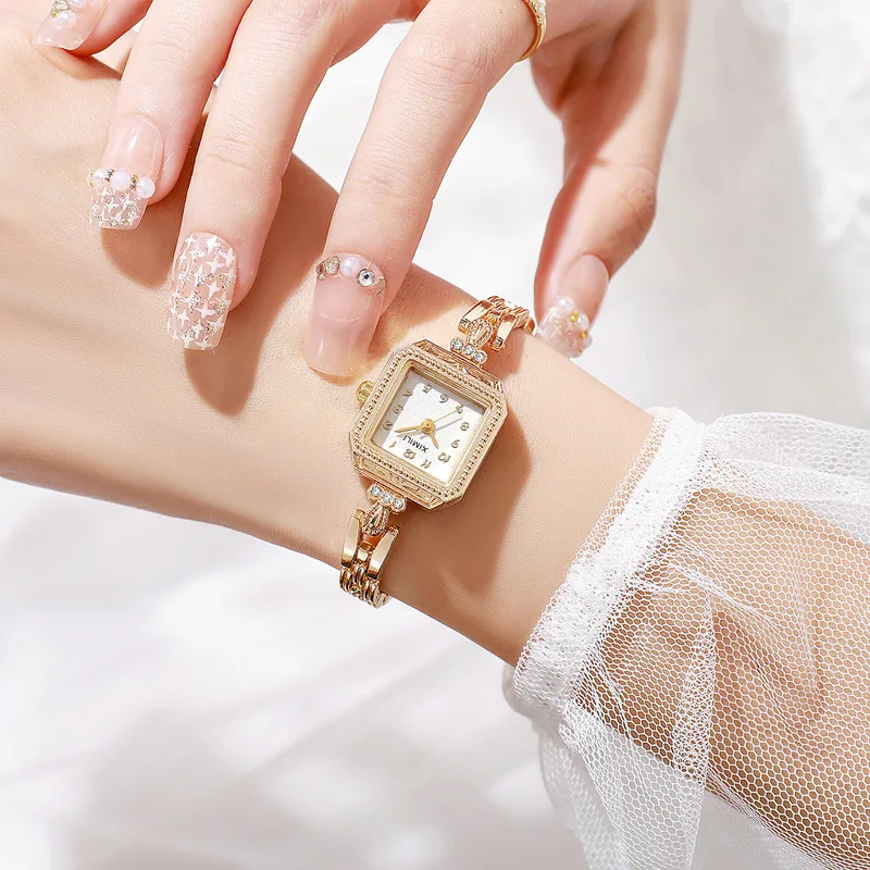 Women Quartz Watch Vintage Style Square Female Watches Ladies Watch Girl Gifts Compact Exquisite Light Luxury Niche Ins Fashion
