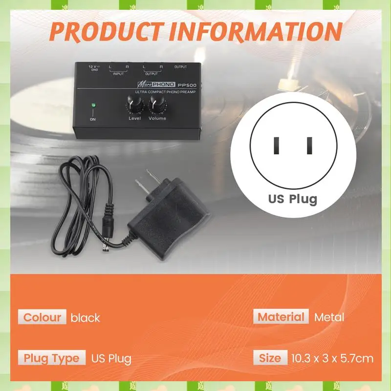 Preamplificatore fono ultracompatto 2025 PP500 con bilanciamento dei bassi e degli alti Regolazione del volume Preamplificatore giradischi Preamplificatore Spina americana, Ultra