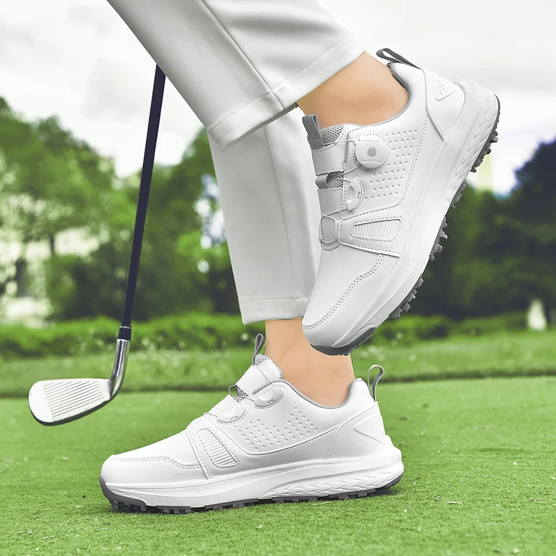 Buty golfowe męskie nowe białe profesjonalne kolczaste wodoodporne kolce oddychające treningowe para tenisówki golfowe antypoślizgowe obuwie dla