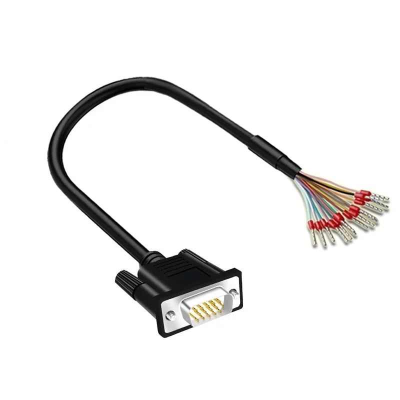 Industriële kwaliteit DB9 DB15 DB25 seriële connectorkabel met terminal mannelijke vrouwelijke stekkerdraad 26AWG 9-pins parallelle poortkabel 1-20M
