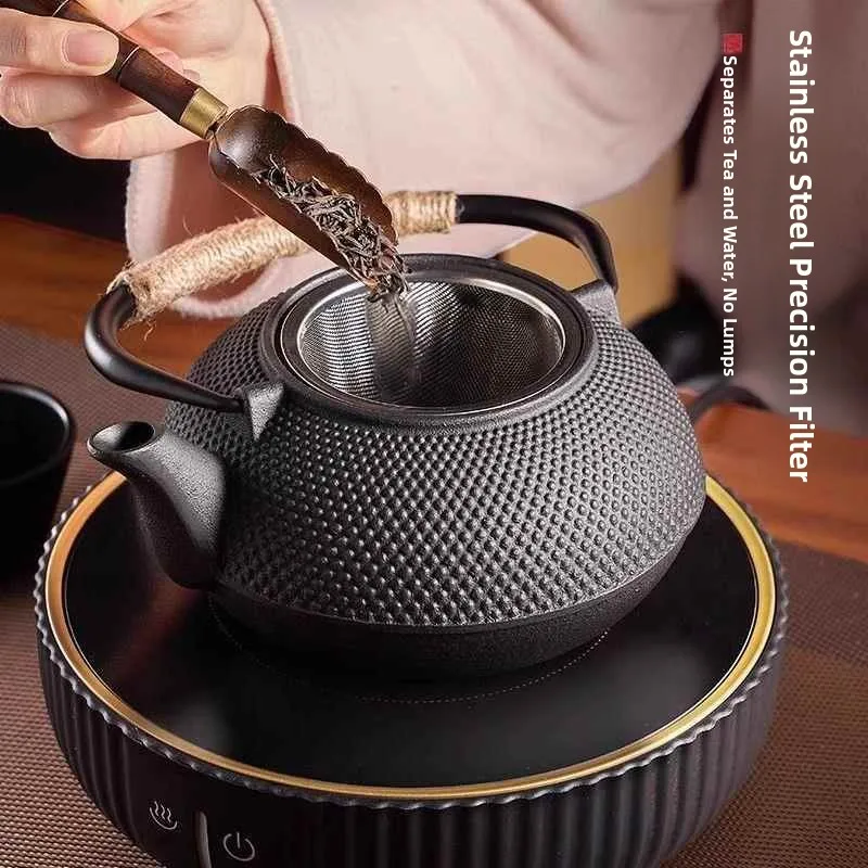 

Traditional Cast Iron Tea Pot for Stove Top Tea Brewing And Water Boiling Outdoor Dining Utensils Niofeel Brand