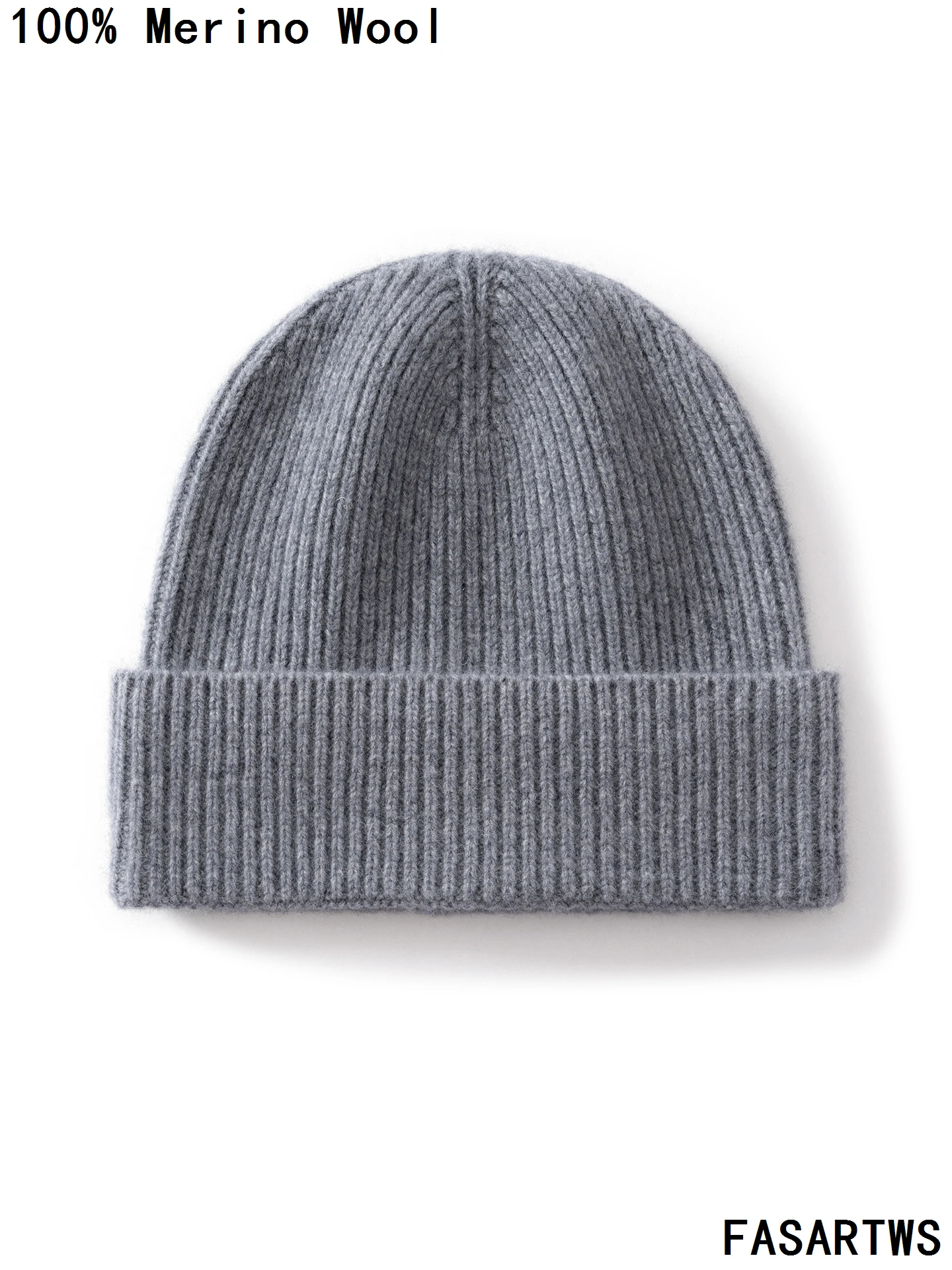 FASARTWS Topi Wol Merino 100% Berkualitas, Topi Musim Dingin Baru untuk Pria, Topi Tebal Hangat, Topi Rajut Tahan Angin untuk Luar Ruangan, Topi Beanie Fashion